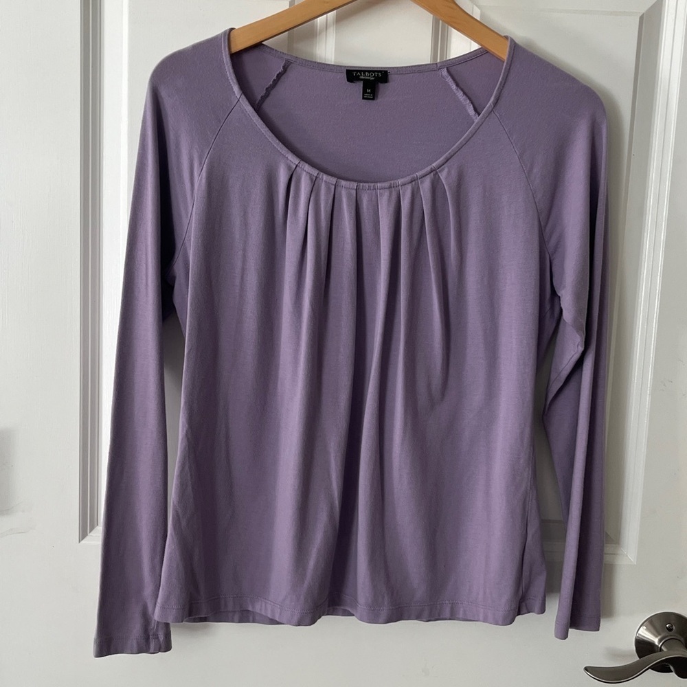 Talbots Lavender Pima Cotton Modal Stretch Long Sleeve scoop long sleeve tee med